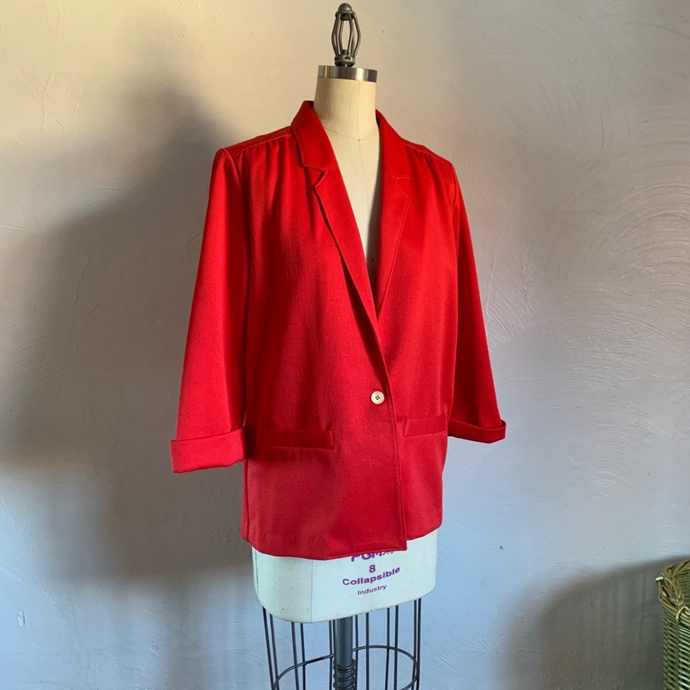 Vintage Red Single Button Lightweight Blazer Toma… - image 1